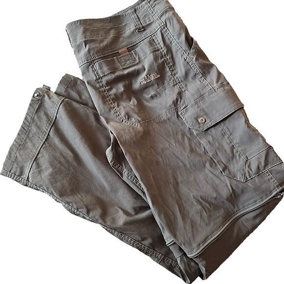 KUHL RENEGADE STEALTH MEN 34/32 CONVERTIBLE NYLON CARGO PANTS SHORTS ZIP OFF - Picture 1 of 9